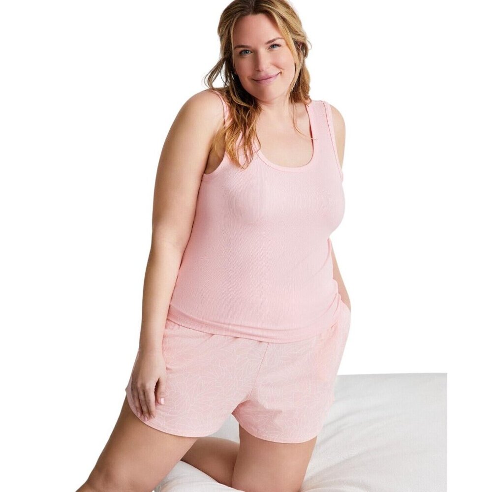 NWT State of Day Womens Stretch Knit Sleep Lounge Shorts Abstract Shell Pink XL